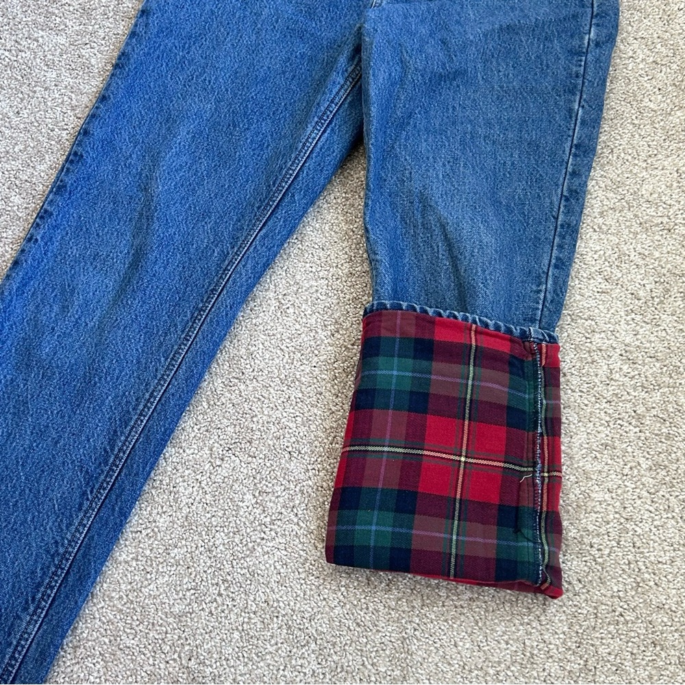 Vintage Lands' End Flannel Lined Jeans Women's 12 Reg High Waist Straight Leg - Picture 8 of 10
